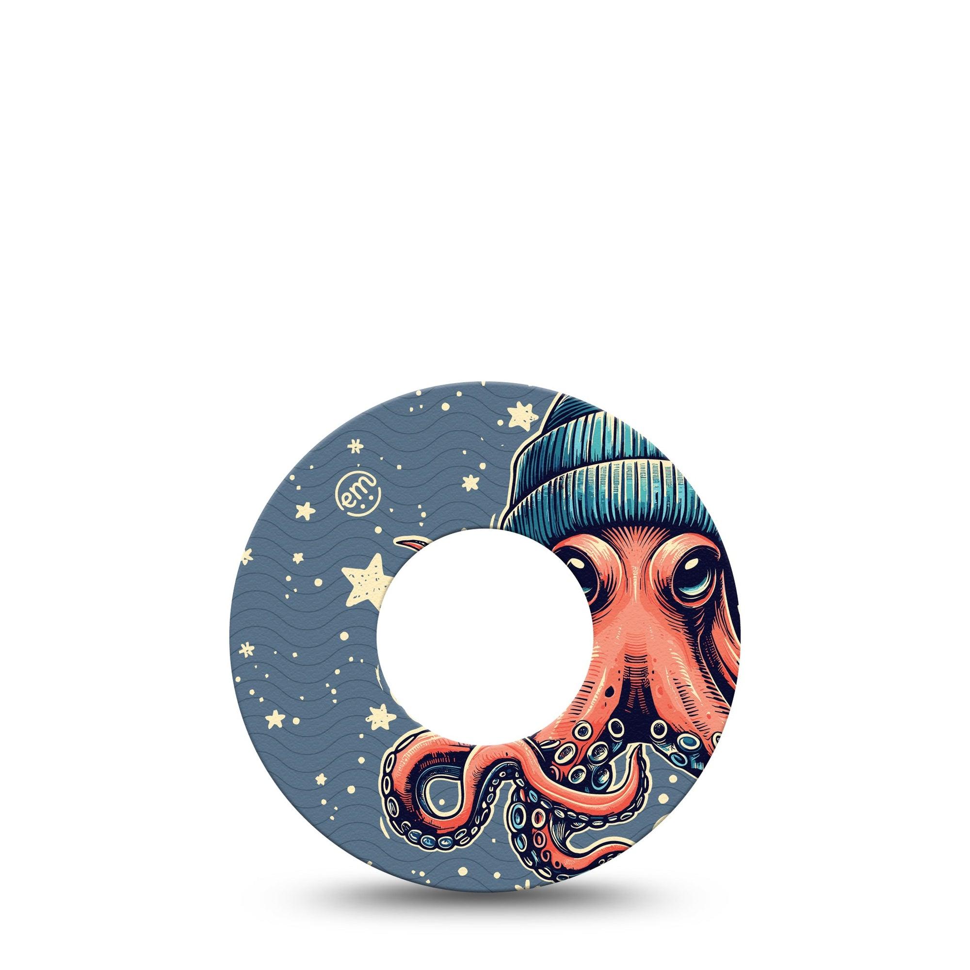 ExpressionMed Hipster Octopus Freestyle Libre Tape, Abbott Lingo,  Single Tape Funny Sea Creature Fixing Ring Tape Continuous Glucose Monitor Design