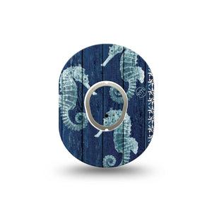 ExpressionMed Seahorse Dexcom G7 and Dexcom Stelo Glucose Biosensor System Mini, Single Tape and Single Sticker underwater animal print Waterproof Sensor Cover for CGM