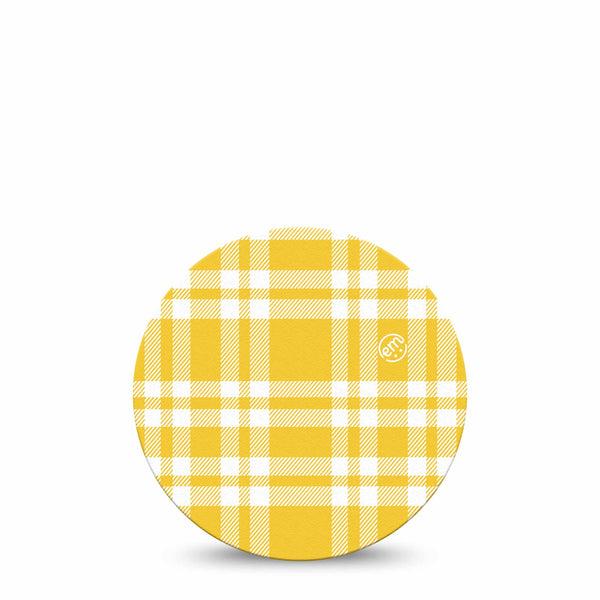 ExpressionMed yellow gingham Dexcom G7 and Dexcom Stelo Glucose Biosensor System OverPatch, Single Tape Yellow plaid gingham Adhesive Tape for CGM