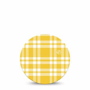 ExpressionMed yellow gingham Freestyle Libre, Libre 2 Plus, and Abbott Lingo OverPatch, Single Tape Yellow plaid gingham Fixing Ring Tape for Continuous Glucose Monitor