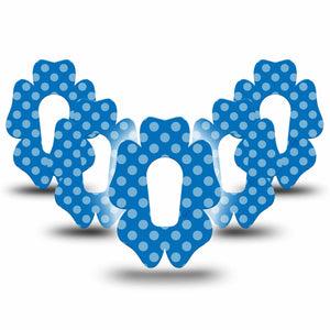 ExpressionMed Blue Polka Dots Dexcom G6 Flower Shape Tape, 5-Pack Tape Blue Dots Bloom, Adhesive Patch Continuous Glucose Monitor Design