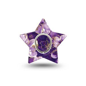 ExpressionMed Plum Gold Dexcom G7 and Dexcom Stelo Glucose Biosensor System Star, Single Tape and Single Sticker Delicate florals Adhesive Patch for CGM
