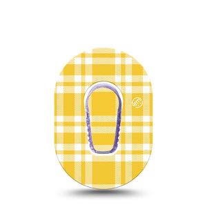 ExpressionMed yellow gingham Dexcom G6 Mini, Single Tape and Single Sticker Golden yellow gingham Waterproof Adhesive Tape for CGM