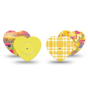 ExpressionMed Sunlit Yellow Freestyle Libre, Libre 2 Plus, and Abbott Lingo Heart, tape and sticker  sunny yellow design Decorative Patch for CGM