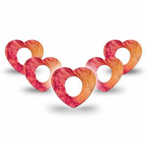 ExpressionMed Ruffles Dexcom G7 and Dexcom Stelo Glucose Biosensor System Heart, 5-Pack Sunset color floral Waterproof Adhesive Tape for Continuous Glucose Monitor
