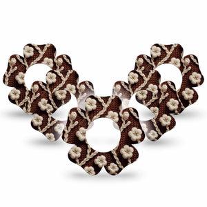 ExpressionMed Cozy Sweater Freestyle Libre 2 and Libre 2 Plus Flower Shape Tape, Abbott Lingo,  5-Pack Tape Cute Yarn Inspired Flowers, Fixing Ring Tape CGM Design