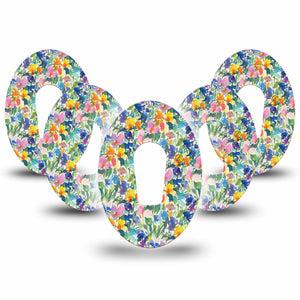 ExpressionMed Summer Fling Dexcom G6 Tape, 5-Pack Tape Watercolor Petal Garden, Plaster Continuous Glucose Monitor Design