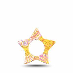 ExpressionMed Bright Sunshine Freestyle Libre, Libre 2 Plus, and Abbott Lingo Star, Single Tape warm sun inspired Decorative Patch for CGM