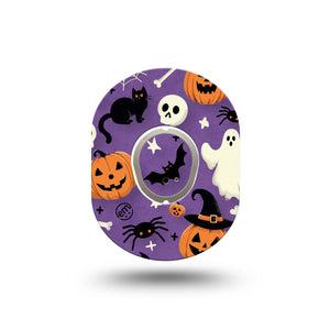 ExpressionMed Happy Halloween Dexcom G7 Mini Tape, Dexcom Stelo Glucose Biosensor System,  Single Tape and Single Sticker Halloween Concept Decorations Patch Continuous Glucose Monitor Design