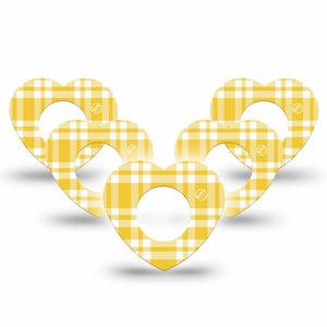 ExpressionMed yellow gingham Freestyle Libre, Libre 2 Plus, and Abbott Lingo Heart, 5-Pack Cheery gingham Adhesive Tape for Continuous Glucose Monitor