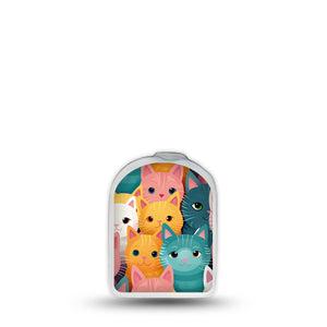 ExpressionMed Rainbow Cats Omnipod Surface Center Sticker Single Sticker Only Light Toned Feline Drawing Vinyl Decoration Pump Design