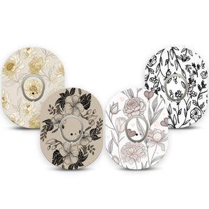 ExpressionMed Neutral Botanics Dexcom G7 and Dexcom Stelo Glucose Biosensor System, tape and sticker  neutral floral Decorative Decal for CGM