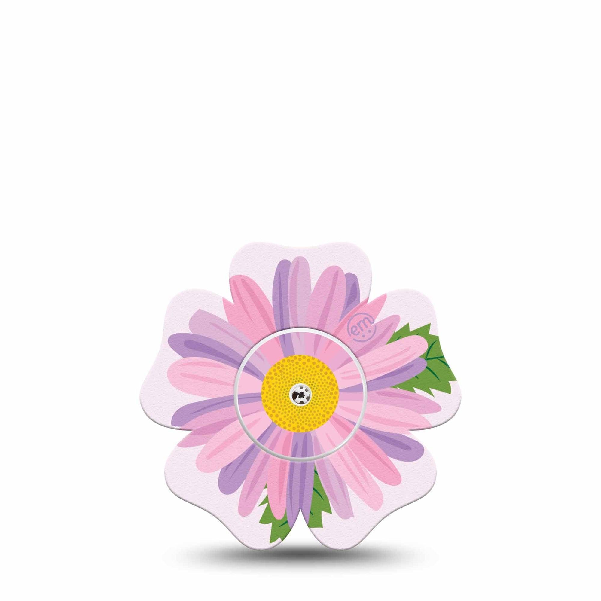 ExpressionMed Daisy Freestyle Libre 2 and Libre 2 Plus Flower Shape Tape, Abbott Lingo, Single Tape and Single Sticker Daisy Artwork Plaster CGM Design