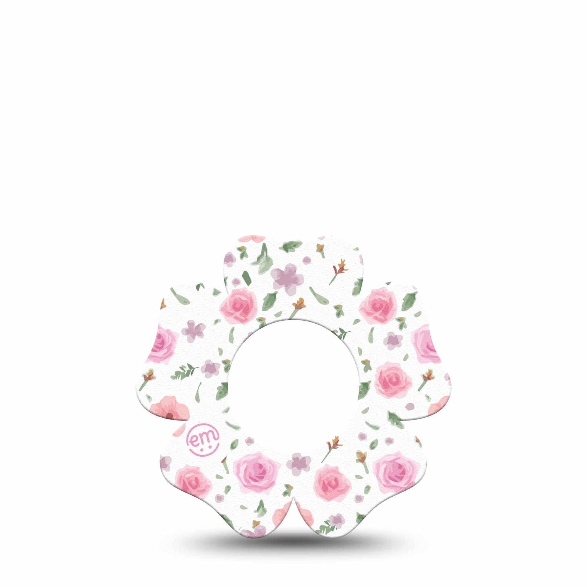 ExpressionMed Pastel Flower Freestyle Libre 2 and Libre 2 Plus Flower Shape Tape, Abbott Lingo,  Single Tape Gentle Flowers, Fixing Ring Tape CGM Design