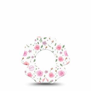ExpressionMed Pastel Flower Freestyle Libre 2 and Libre 2 Plus Flower Shape Tape, Abbott Lingo,  Single Tape Gentle Flowers, Fixing Ring Tape CGM Design