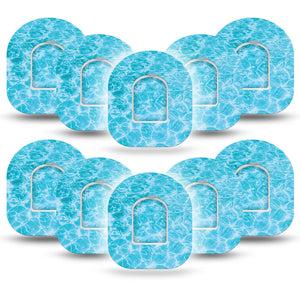 ExpressionMed Sunlit Water Omnipod, 10-Pack Tape + 10-Pack Sticker Pool water Overlay Patch For Insulin Pump
