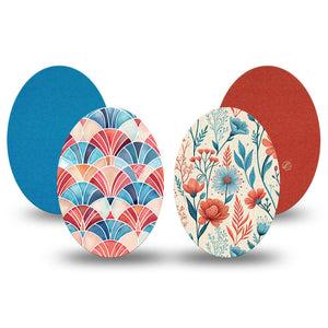 ExpressionMed Teal Rouge Medtronic Guardian Enlite Universal Oval, 4-Pack Tape teal floral pattern Best Covers for CGM