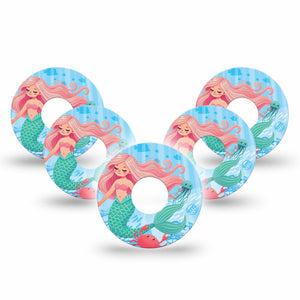 ExpressionMed Mermaid Freestyle Libre 3 and Libre 3 Plus Tape 5-Pack Tape Sea Creature Cartoon, Adhesive Tape Continuous Glucose Monitor Design