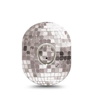 ExpressionMed Mirror Ball Dexcom G7 and Dexcom Stelo Glucose Biosensor System, Single Tape and Single Sticker Sparkling disco inspired Overlay Patch for CGM
