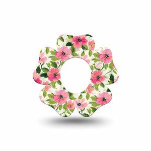 ExpressionMed Painter’s Cosmos Dexcom G7 and Dexcom Stelo Glucose Biosensor System Flower, Single Tape watercolor pink garden Adhesive Tape for CGM