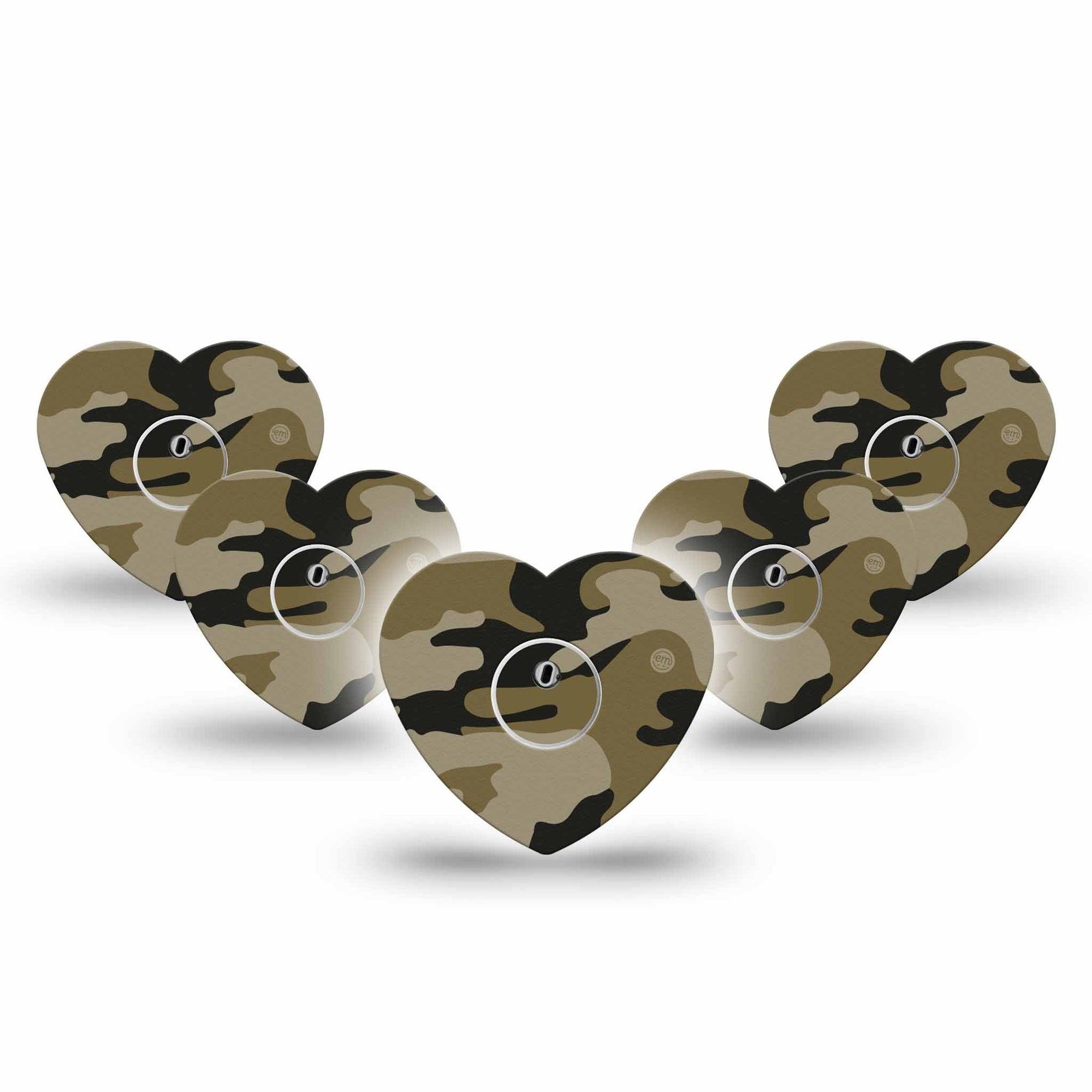 ExpressionMed Camo Freestyle Libre 3 and Libre 3 Plus Heart Shape Tape 5-Pack Tape and 5-Pack Sticker Urban Gray Overlay Tape CGM Design