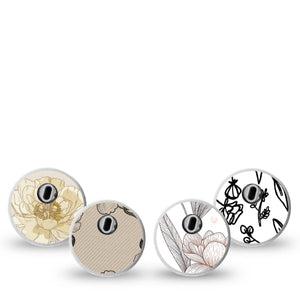 ExpressionMed Neutral Botanics Freestyle Libre 3 and Libre 3 Plus Sticker, 4-Pack Sticker subtle botanical style Vinyl Decoration for CGM