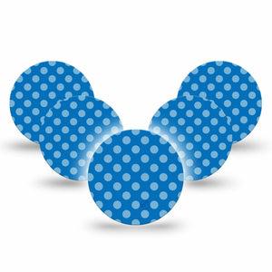 ExpressionMed Blue Polka Dots Freestyle Libre 3 and Libre 3 Plus Overpatch, 5-Pack Tape Neutral Blue Dots, Adhesive Patch CGM Design