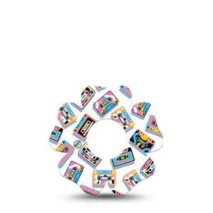 ExpressionMed Vintage Music Tapes Infusion Set Flower Shape Tape 5-Pack Tape Retro Colored Tapes, Plaster Continuous Glucose Monitor Design