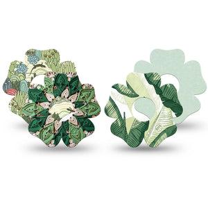 ExpressionMed Tropical Greens Freestyle Libre 3 and Libre 3 Plus Flower, 4-Pack Tape tropical green leaves Adhesive Tape for Continuous Glucose Monitor