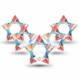 ExpressionMed Watercolor Fan Freestyle Libre, Libre 2 Plus, and Abbott Lingo Star, 5-Pack Layered arch fan design Accessories for Continuous Glucose Monitor