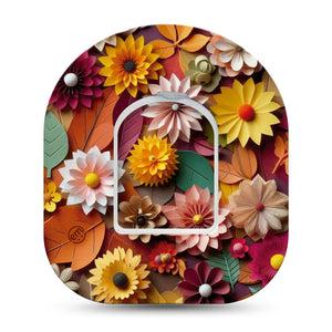 ExpressionMed 3D Floral Omnipod Tape Single Tape and Single Sticker 3D Inspired Flower Art, Adhesive Patch Pump Design