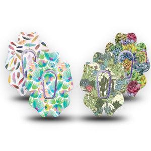 ExpressionMed Desert Succulent Variety Pack  Dexcom G6 Flower Shape Tape 4-Pack Tape and 4-Pack Sticker Variety Prickly Pear Cactus Garden, Adhesive Patch Continuous Glucose Monitor Design