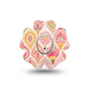 ExpressionMed Blush Dexcom G7 and Dexcom Stelo Glucose Biosensor System Flower, Single Tape and Single Sticker subtle pink texture Patch for CGM