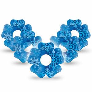 ExpressionMed Falling Snow Freestyle Libre 3 and Libre 3 Plus Flower Shape Tape, 5-Pack Tape Cold Snowfall, Overlay Tape CGM Design
