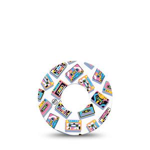 ExpressionMed Vintage Music Tapes Infusion Set Tape 5-pack Tape Bright Cassette Pattern, Overlay Patch Continuous Glucose Monitor Design