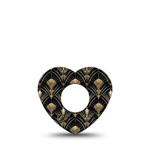 ExpressionMed Midnight Deco Infusion Heart, 5-Pack Gold geometric style Overlay Patch For Insulin Pump