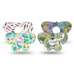 ExpressionMed Desert Succulent Variety Pack  Freestyle Libre 3 and Libre 3 Plus Butterfly Shape Tape 4-Pack Tape Variety Teal Green Cactus, Overlay Patch CGM Design