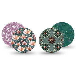 ExpressionMed Sage Petals Variety Pack Freestyle Libre 3 and Libre 3 Plus Overpatch, 4-Pack Tape Variety, Floral Outlines, Adhesive Patch CGM Design