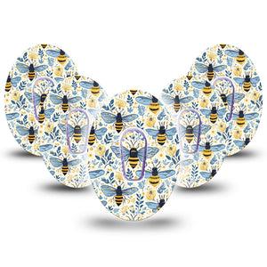 ExpressionMed Busy Bees Dexcom G6, 5-Pack Tape and 5-Pack Sticker Golden bees Decorative Decal for CGM