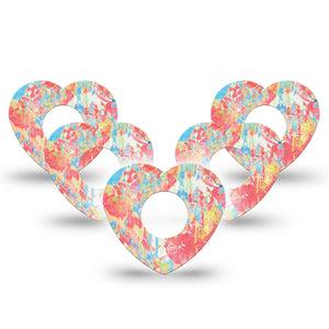 ExpressionMed Faded Summer Infusion Set Heart Shape Tape 10-Pack Tape Faded Art Print, Adhesive Tape Continuous Glucose Monitor Design