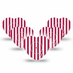 ExpressionMed Red Stripes Freestyle Libre, Libre 2 Plus, and Abbott Lingo Heart, 5-Pack Tape and 5-Pack Sticker Red stripes Plaster for Continuous Glucose Monitor