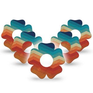 ExpressionMed Retro Winter Coat Infusion Set Flower Shape Tape, 10-Pack Tape Rainbow Geometrics, Plaster Continuous Glucose Monitor Design