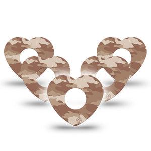 ExpressionMed Desert Camo Infusion Set Heart Shape Tape 10-Pack Sandy Motif Adhesive Tape Continuous Glucose Monitor Design