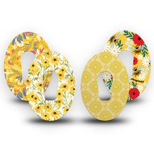 ExpressionMed Daisy Meadow Variety Pack Dexcom G6 Tape, 4-Pack Tape Variety Buzzing Bees and Daisies, Plaster Continuous Glucose Monitor Design
