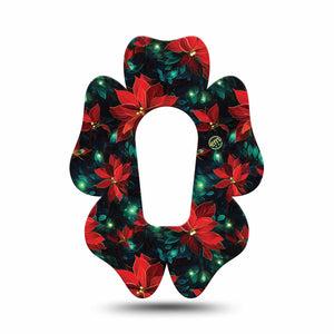 ExpressionMed Christmas Floral Dexcom G6 Flower Shape Tape, Single Tape Christmas Wreath, Adhesive Patch Continuous Glucose Monitor Design