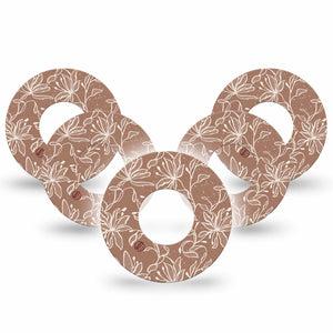 ExpressionMed Mocha Mousse Lace Freestyle Libre and Libre 2 Plus Tape, Abbott Lingo, 5-Pack Tape Pantone Neutral Mousse, Fixing Ring Tape Continuous Glucose Monitor Design