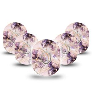 ExpressionMed Pink Pearls Dexcom G7 and Dexcom Stelo Glucose Biosensor System, 5-Pack Tape and 5-Pack Sticker Sparkle glitter floral inspired Accessories for Continuous Glucose Monitor