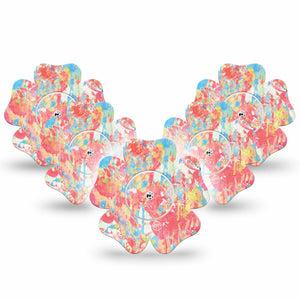 ExpressionMed Faded Summer Freestyle Libre 2 and Libre 2 Plus Flower Shape Tape, Abbott Lingo, 5-Pack Tape and 5-Pack Sticker Spring Vintage Peach, Plaster CGM Design