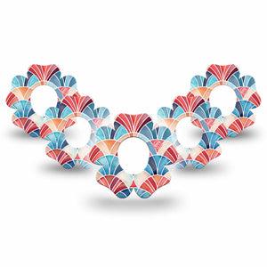ExpressionMed Watercolor Fan Dexcom G7 and Dexcom Stelo Glucose Biosensor System Flower, 5-Pack Stained glass fan pattern Vinyl Graphics for Continuous Glucose Monitor