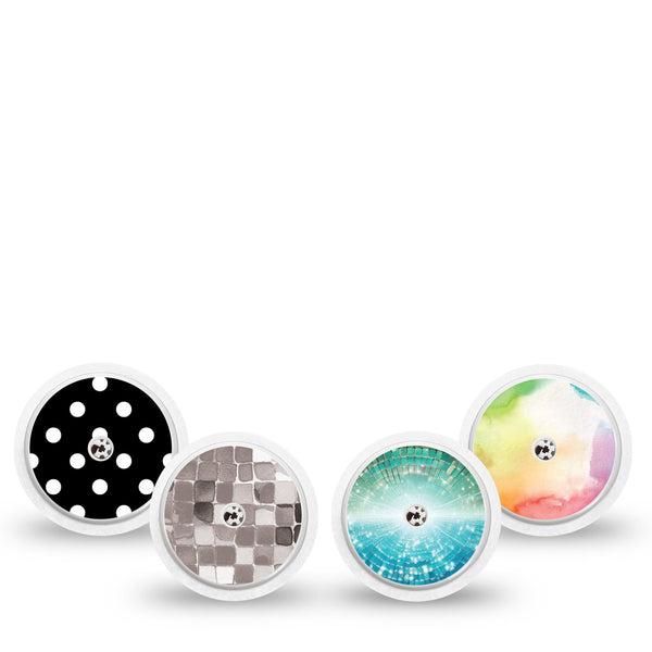 ExpressionMed Disco Pop Freestyle Libre, Libre 2 Plus, and Abbott Lingo Sticker, 4-Pack Sticker colorful abstract design Overlay Patch for Continuous Glucose Monitor